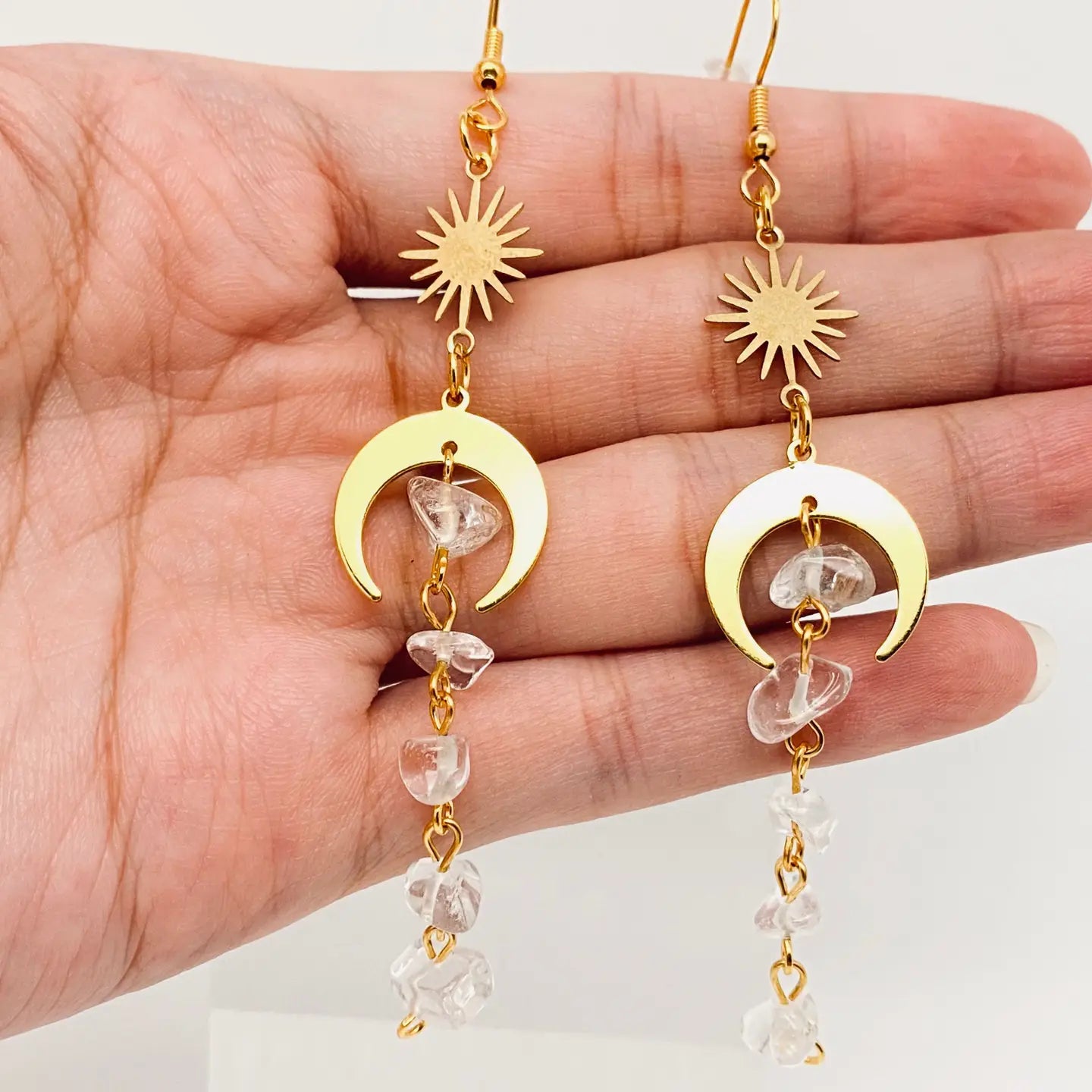 Sun & Moon Dainty Dangling Earrings